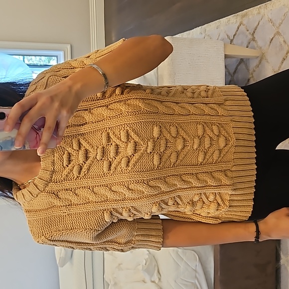 WOMEN'S ZARA CABLEKNIT BEIGE PULLOVER SWEATER $45 - Picture 1 of 5